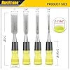 HURRICANE 4 Piece Wood Chisel Set for Woodworking. CR-V Steel Beveled Edge Blades with Safety Caps. Extra Large Grip, Impact-Resistant PVC Handle Chisels (1/4, 1/2, 3/4, 1)