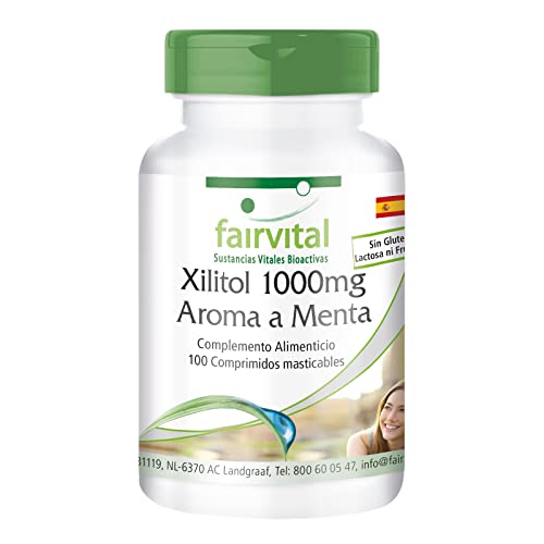 Fairvital | Xilitol 1000mg - VEGANO - Dosis elevada - 100 Comprimidos masticables - Suministro para 100 días - Calidad Alemana