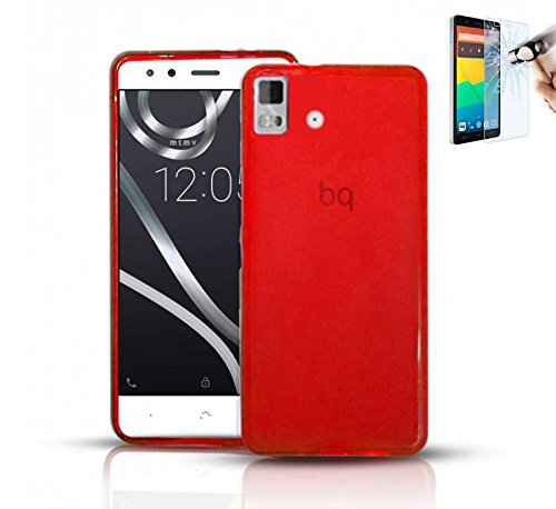 Todobarato24h Funda TPU Lisa Compatible con BQ AQUARIS E5S E5 4G Roja + Protector DE Cristal Templado