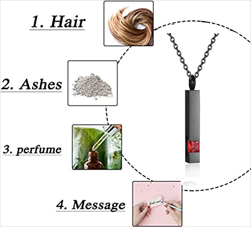 Urn Necklaces for Ashes Stainless Steel Bar Pendant Necklace Cube Memorial Ashes Necklace Crystal Cremation Urn Pendant for Men3