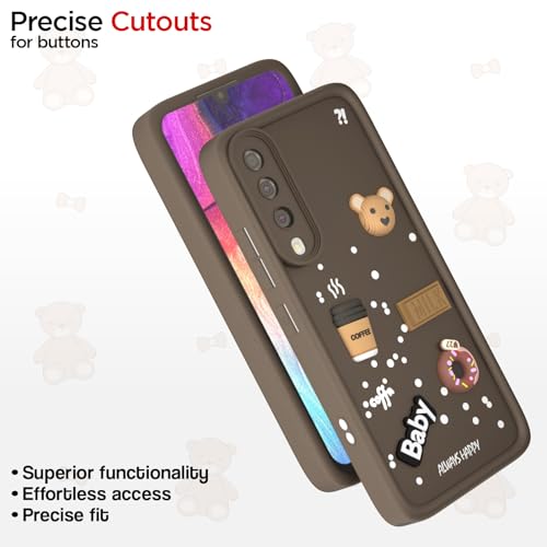 Image of Pikkme Back Cover for Samsung Galaxy A50 / A50s / A30s | Cute Fun Cartoon 3D Bear Silicone Full Body Protection Bumper Cover (Brown)