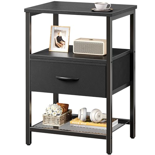Huuger Night Stand with Fabric Drawer