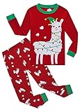Family Feeling Little Boys Girls Long Sleeve Christmas Pajamas Sets Cotton Red Pyjamas Llama Ugly Pjs Size 6 Red