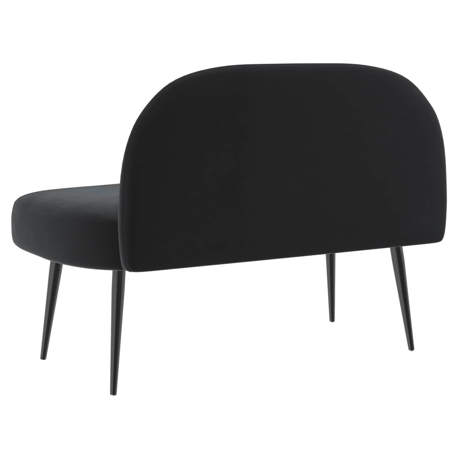 Banco acolchado con respaldo negro, 110 x 60 x 76 cm, terciopelo, marco de madera contrachapada, patas metálicas, 2 asientos, banco de salón, banco de cerveza, cojín para banco, cojín para
