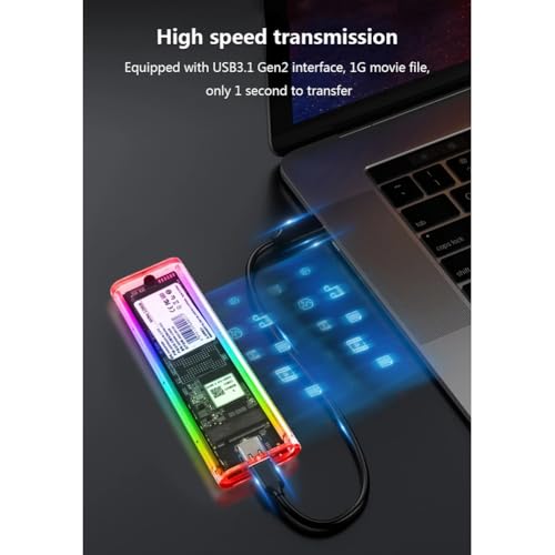 ISKDJBJG M2 SSD Case M.2 NVME SSD Enclosure Portable SSD RGB Transparent Hard Disk Case 10Gbps for PC - Image 6