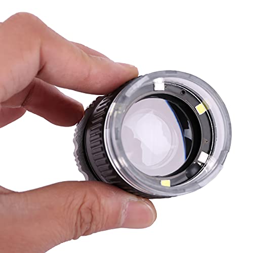スケールルーペ 拡大鏡 LEDライト UVライト 明るい 小型 円筒型 目盛り0.1mm 10倍 焦点調整可 ジュエリールーペ 専用ケース付き 印刷物 機織り 計測 宝石鑑定用 拡大レンズ 会社 自宅用 レンズ直径:30mm