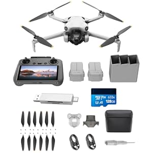 DJI Mini 4 Pro Fly More Combo Bundle, faltbare mini-Drohne mit 4K HDR-Videokamera, 34 Minuten Flugzeit, Video-Übertragungsreichweite, C0 (Kartenleser + Speicherkarte)