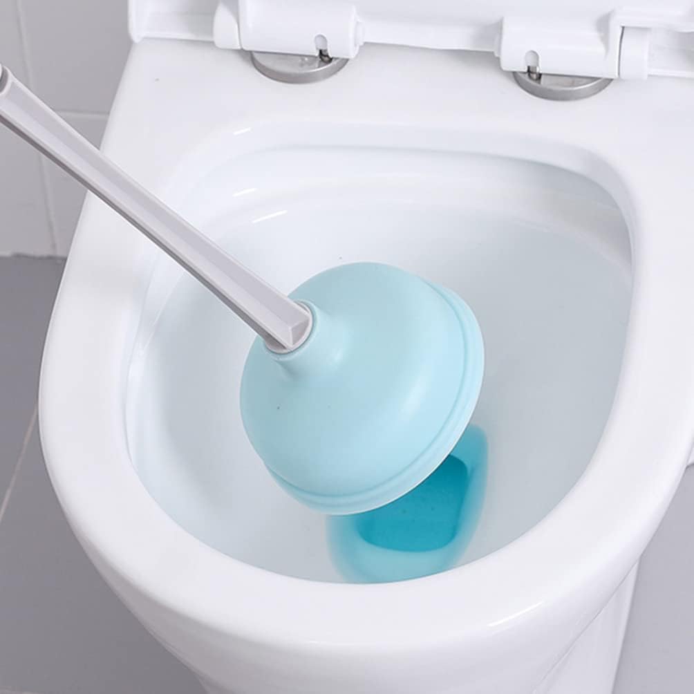 Shower Plunger Heavy Duty Cup Rubber Toilet Plunger with a Long Handle to Fix Clogged Toilets and Drains Shower Drain Plunger Plunger(Sky-Blue)