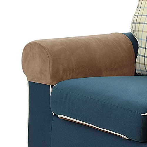 Stretch Samt Sofa-Armlehnenbezüge, 2er-Set Weich Armlehnenbezüge Antirutsch Einfach Zu Bedienen Armlehnenschoner Für Liegesofa Möbel Protector, Waschbar-echtes Leder Cover