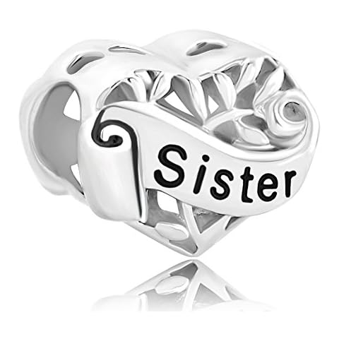 LovelyJewelry Sister Wife Grandma Heart Sterling Silver I Love You Filigree Tree Of Life Charms For Bracelet (Sister) Cover