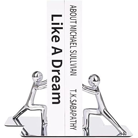 Decorative Bookends for Shelves Metal Book Ends- Elegant Book Holder - Durable, Non Skid Heavy Duty Bookends Decorative Unique Book Stoppers for Books, DVDs, Magazines & More Cover
