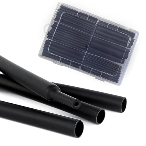 Toktech Heat Shrink Tubing Kit - 3:1 Ratio Adhesive Lined, a Resistant Shrink Wrap - Industrial Heat-Shrink Tubing Black-180PCS