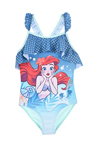Disney Princesa Ariel Bañador para Niña, Bañador de Una Pieza, Diseño La Sirenita Bañador de Natación, Regalo para Niñas, Talla 3 Años, Azul
