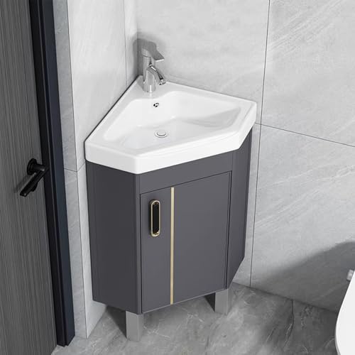 HXYhydrypd Lavabo de Esquina para Baño, Mueble Baño con Lavabo, Lavabo con Mueble, Muebles de Baño con Lavabo para Espacios Pequeños(38cm/15in)