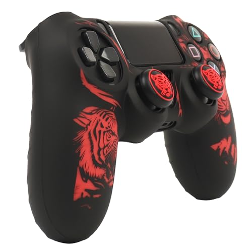 Image of RALAN Tiger HeadDesign Controller Skin Cover with 2 Thumb Grips Compatible with PS4 /Playstation 4 Slim /Pro Controller