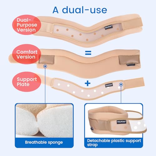 Velpeau Neck Brace -Foam Cervical Collar - Soft Neck Support Relieves Pain & Pressure in Spine - Wraps Aligns Stabilizes Vertebrae - Can Be Used During Sleep (Dual-use, Brown, Small, 2.75″)