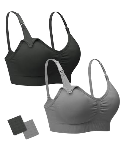 Image of Stelle Nursing Bras Maternity Bra for Breastfeeding Pregnancy Wireless Bralette with Pads, Extenders & Clips