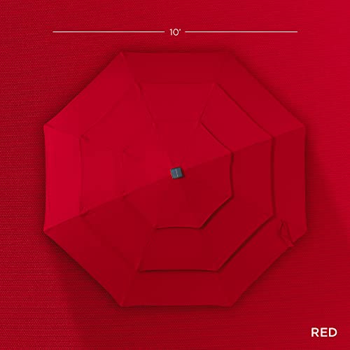 Best Choice Products 10Ft 3-Tier Solar Patio Umbrella, Outdoor Market Sun Shade For Backyard, Deck, Poolside W/ 24 Led Lights, Tilt Adjustment, Easy Crank, 8 Ribs - Red #TOP5