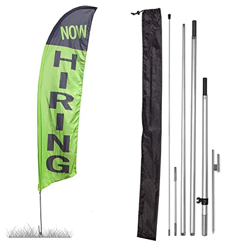 Vispronet Premium Now Hiring Feather Flag Kit – 13ft Green