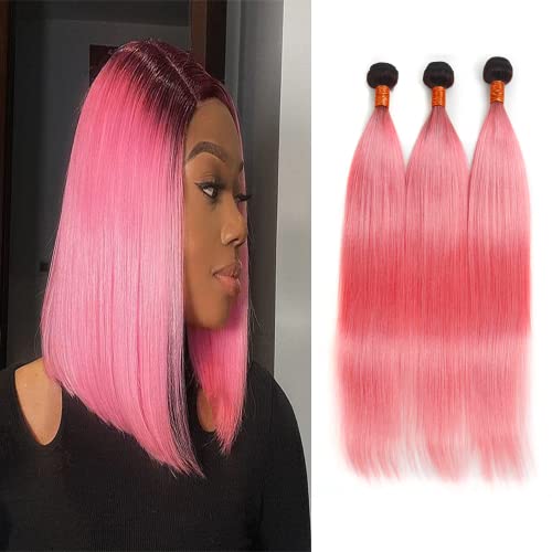 1B/Pink Straight Bundles Ombre Two Tone Black...