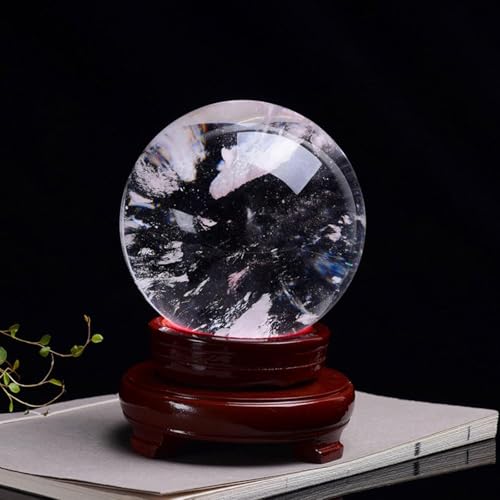 Smelting Quartz Crystal Ball,Feng Shui Crystal Balls Decoration with Stand, Divination Crystal Sphere Ornaments Decor Prosperous