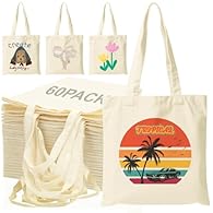 Canvas Tote Bags Bulk: This set includes 60 pack blank tote bags (13x15 Inch)—perfect for bulk crafting, DIY personalization, and group activities. The blank canvas design empowers you to unleash your creativity, crafting a tote bag that's truly your...