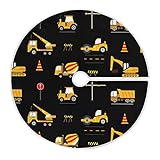 Linqin Cute Construction Machinery for Kids Christmas Tree Skirt 48 Inch Super Soft Polyester Xmas T