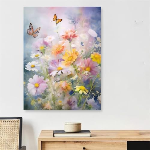 Peinture Numéro Adulte Papillon 80x120cm pour une Décoration Murale de Salon Lumineuse
