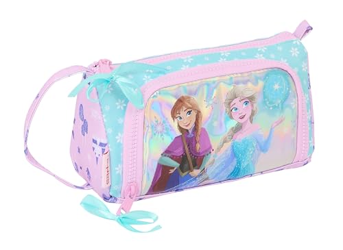 Safta Frozen Cool Days Federmäppchen mit ausklappbarer Tasche, gefüllt für Kinder, ideal für Kinder im Schulalter, bequem und vielseitig, 20 x 8,5 x 11 cm, Violett/Himmelblau