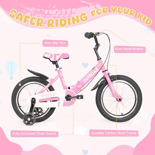 Marknig 14 Inch Folding Kids Bike For 3-5 Yrs Old Boys And Girls, Freestyle Kids Bicycle With Dual Brakes & Flash Training Wheels thumb #7