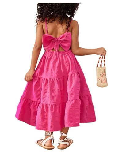 SOLY HUX Toddler Girl's Bow Tie Sleeveless Long Dress Spaghetti Strap Ruffle Summer Beach Sundresses