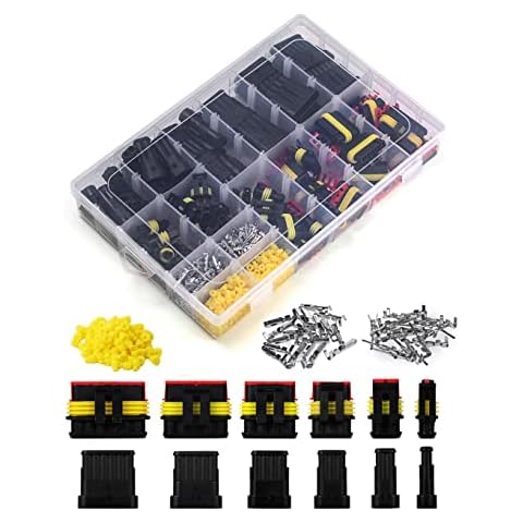 Twippo 800Pcs 50 Sets Waterproof Automotive Electrical Connectors Automotive Electrical Wire Connectors Plug Kit 1/2/3/4/5/6 Pin Waterproof Connectors Cover