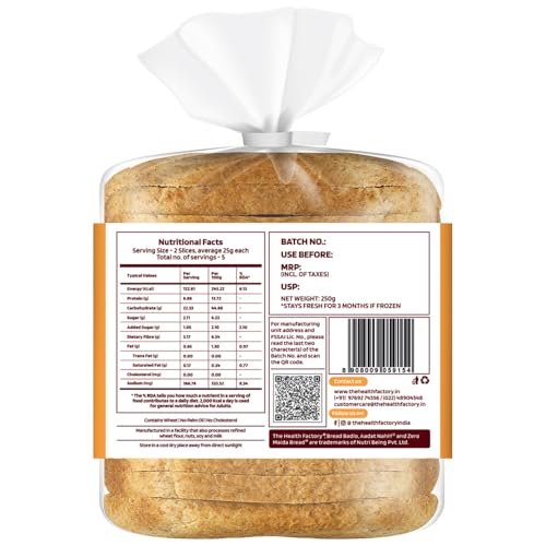 The Health Factory Zero Maida Bread - 100% Whole Wheat 250 gm