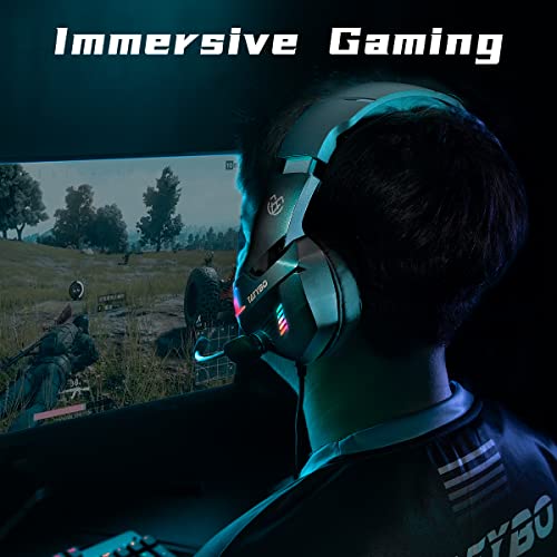 Gaming-headset met microfoon, PS4-headsets met rijk surround-niveau, grote oorbeschermers en 4 RGB-lichtmodi, gaminghoofdtelefoon voor PS4, PS5, pc, Xbox One Switch (zwart) - Afbeelding 8