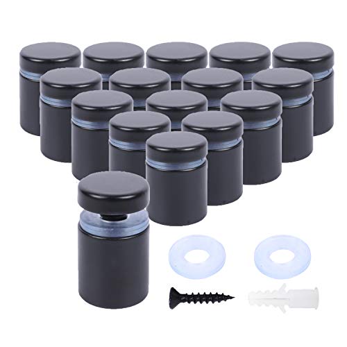 Osring 1 x 1 Inch Sign Standoffs Hardware 16 Pack, Stainless Steel Screw Standoffs Wall Mounting Signage Holder for Acrylic Board, Glass Panel and Plexiglass Picture, Black