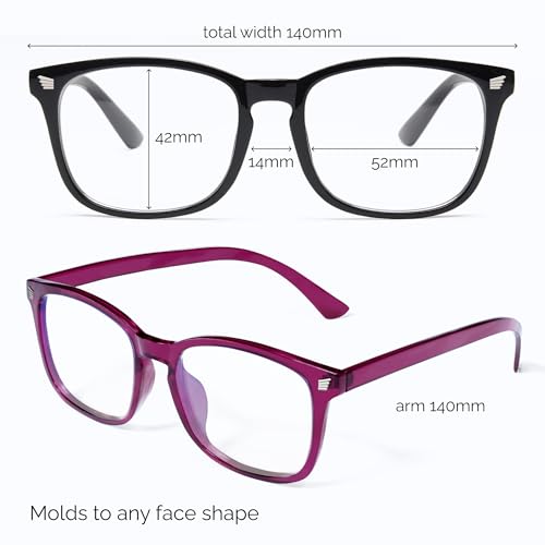 Image of livho High Tech Blue Light Blocking Computer Glasses | Advanced Blue Light Blocking, Screen Fatigue Protection, UV Protection, Black + Dark Purple