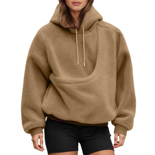 Womens Hoodie with Dog Pouch Fuzzy Pet Carrier Cat Dog Pouch Sweatshirt - image 2