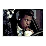 NWGACS Poster sur toile avec autographes de Brad Pitt - D�coration de chambre � coucher - Paysage sportif - D�coration de bureau - Cadeau sans cadre - 20 x 30 cm