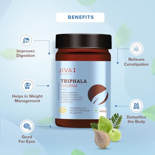 Image of Jiva Triphala Churna 100% Ayurvedic Formulation Made Of Harad, Amla, & Bahaida Improves Digestion & Metabolism | Effective For Tridoshashamak, Eye, Liver & Lung Diseases - 100g(Pack Of 1)