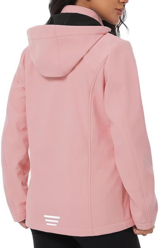 KVE Women's Softshell Jacket Light Hooded Windproof Coat Insulated Windbreaker for Outdoor Hiking - Image 2