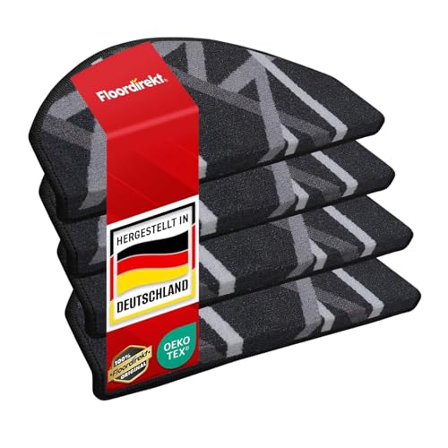Floordirekt 15x Treppenstufen Matten, Stufenmatten innen für Treppe, Treppenteppich, selbstklebend, Teppich für Treppenstufen, Treppenschutz, Stufenteppich (Printed, Anthrazit, 65x23 cm, Halbrund) Floordirekt 15x Treppenstufen Matten, Stufenmatten innen für Treppe, Treppenteppich, selbstklebend, Teppich für Treppenstufen, Treppenschutz, Stufenteppich (Printed, Anthrazit, 65x23 cm, Halbrund)