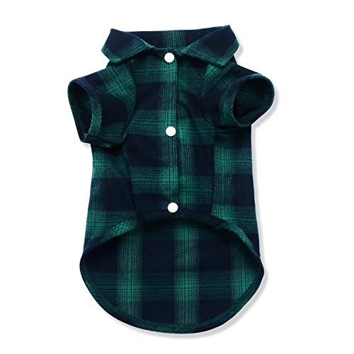 Koneseve Dog Shirt, Pet Plaid Polo Clothes Shirt T-Shirt, Sweater Bottoming Shirt for Small Dog Cat Puppy Grid Adorable Wearing Stylish Cozy Halloween,Christmas Costumes {Green;L/Large}