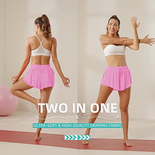 Image of Flowy Athletic Shorts for Women Running Tennis Butterfly Shorts Girls 2-in-1 Double Layer Quick-Drying Comfy Shorts