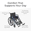 Drive Medical Blue Streak Lightweight Foldable Wheelchair - Enhanced Mobility Support - Durable Construction - Padded Comfort - Swing-Away Leg Rests - Desk Arms - Blue/Black - 18 Inch Seat