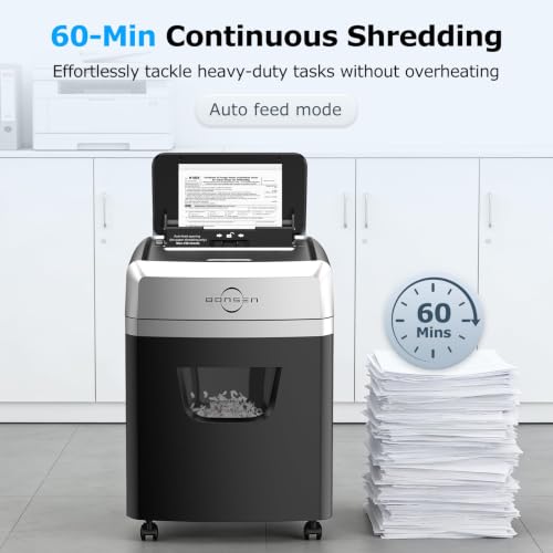 Image of BONSEN 160-Sheet Autofeed Micro-Cut Heavy Duty Paper Shredder for Office