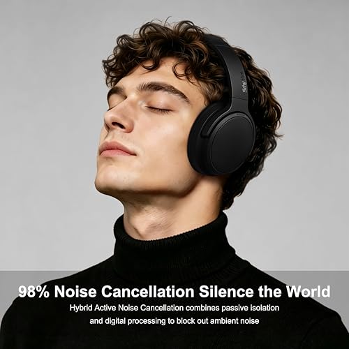 Image of Srhythm NiceComfort 35 (2nd Gen) Hybrid Noise Cancelling Headphones,Wireless Bluetooth 6.0, 5Microphones with ENC,Transparency,Spatial Audio,140H Playtime,Low Latency,Custom EQ via App Black