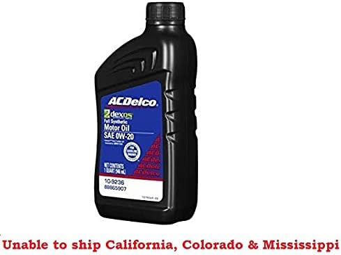ACDelco 109236 0W-20 dexos1 Gen 2 Full Synthetic Motor Oil 1 Quart (8 pack)