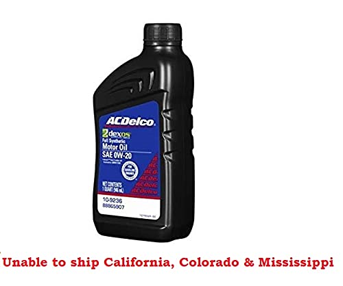 ACDelco 109236 0W-20 dexos1 Gen 2 Full Synthetic Motor Oil 1 Quart (8 pack)