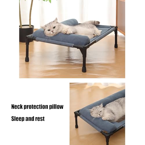 WJnflQN Hundebett, erhöhte Hundebete - Hundehammockelbett mit Kissen und atmungsaktivem Netz - Abnehmbare waschbare Haustiermöbel für Cat Camping Traving Training Home Lawn Ground