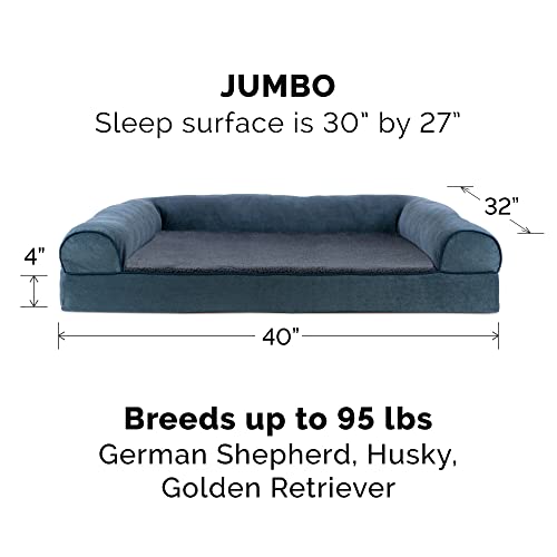 Furhaven Replacement Dog Bed Cover Sherpa & Chenille Sofa-Style, Machine Washable - Orion Blue, Jumbo (X-Large) by Furhaven - Image 3